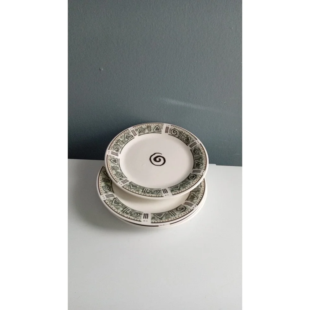 Decorative Plates Set of 3 Small Dessert Plates with Tribal Design